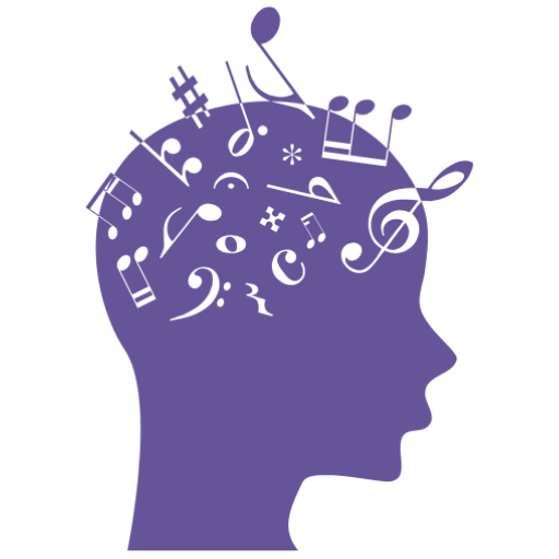 Refined hybrid icon of a head and musical symbols — symbolizing integrated learning, musical intelligence, and nuanced language skills.