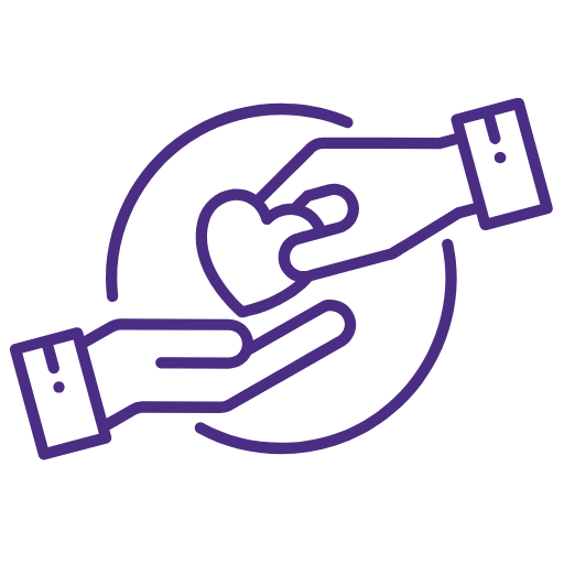 Warm, symmetrical icon of two hands meeting in support — representing mentorship, guidance, and personal artistic growth.